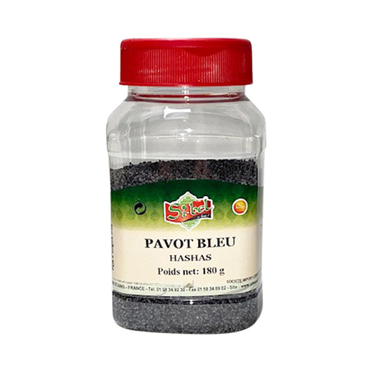 Sibel Pavot Bleu Hashas 160g, contenant des graines de pavot bleu de qualité. L’emballage met en avant la finesse et la richesse aromatique des graines, idéales pour la pâtisserie, le pain et les plats traditionnels.