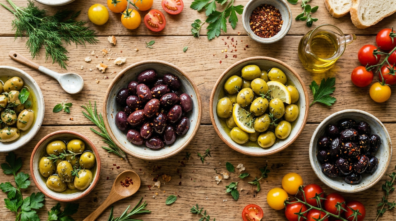 Bol d'olives noires et vertes turques pour l'apéro