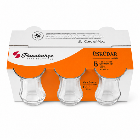 6 PASABAHCE Turkish Tea Glasses 120 ml – Clear Glass Tea Glasses