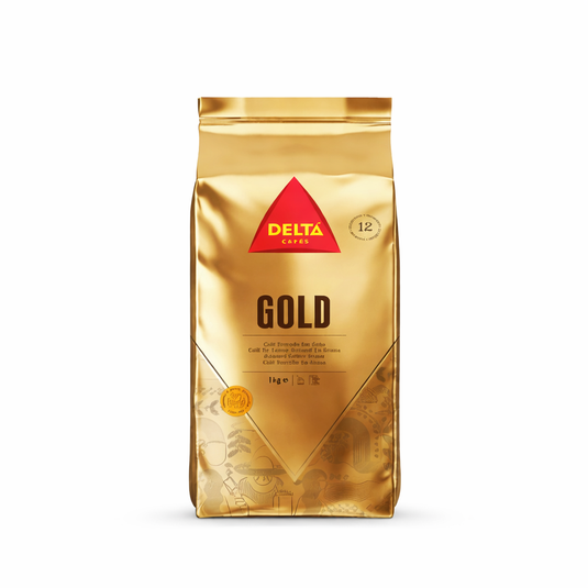 Delta Cafés Gold Café en Grains 1kg – Intensité 12 – Goût Riche & Intense